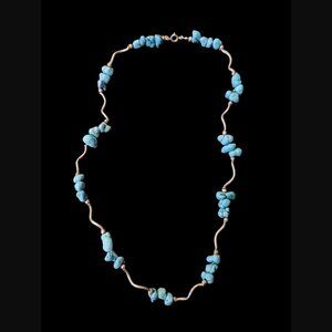 925 Sterling Silver Faux Turquoise 18" Long Necklace